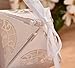 PONATIA 50pcs/Lot 2.3 Inches Laser Cut Pearl Paper Party Wedding Favor Ribbon Candy Boxes Gift Box White (Bride and Groom)