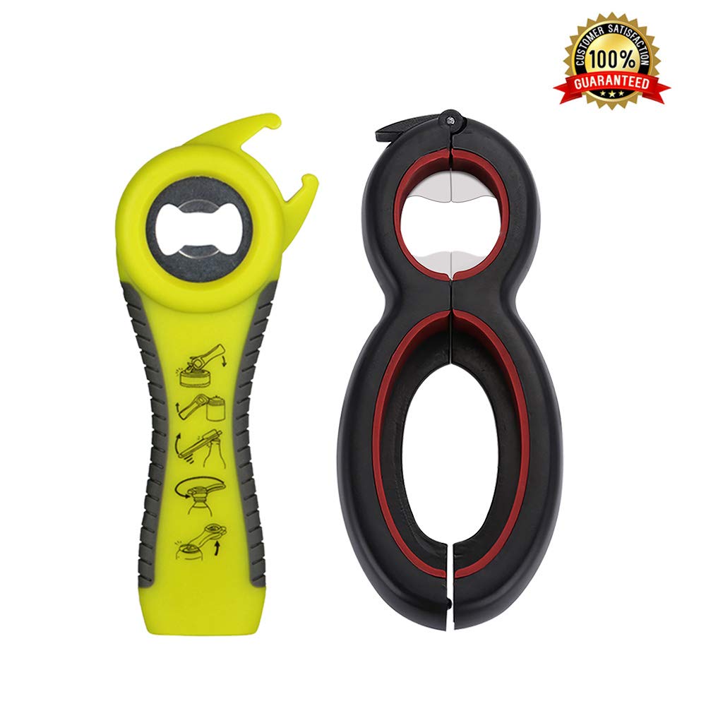 Maxracy Premium All-in-one Bottle Can Lid Twist Gripper Ideal for Seniors Arthritis Suffers and Weak Hands with Free Jar Opener (5-in-1 Green and 6-in-1 Black)