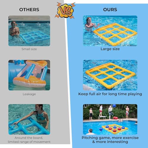 Tic-Tac-Toe Pool Toys Games - Giant Floating Tic Tac Toe Game Float with 10 Balls Pool Game Party Toy Floats Yard Field Day Games Outdoor Beach Toys for Adults Teens