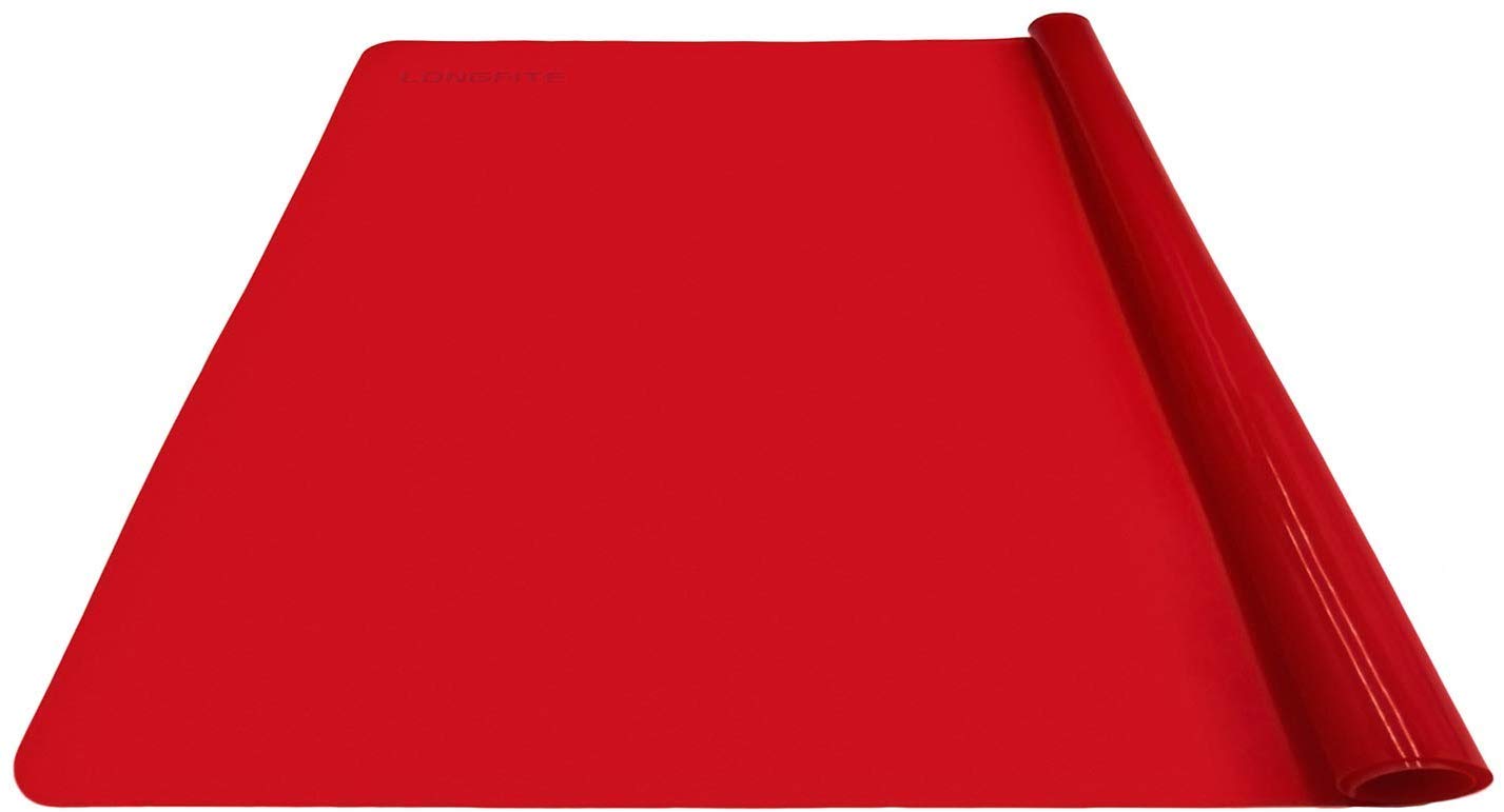 LONGFITE Silicone Baking Mat, Multipurpose Nonstick Pastry Mat, Heat Resistant Nonskid Table Mat Countertop Protector 16 x 20 Inch (Red)