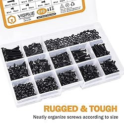 VIGRUE 610PCS 14.9 Grade Alloy Steel M3 Button Hex