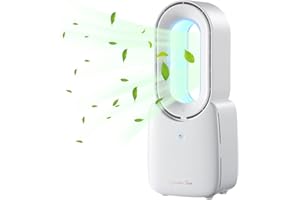Let'me Desk Fan for Bedroom, 11.8 Inch Small Quiet Bladeless Desk Fan with 5 Color Night Light & Color Changing Mode, 3 Speed