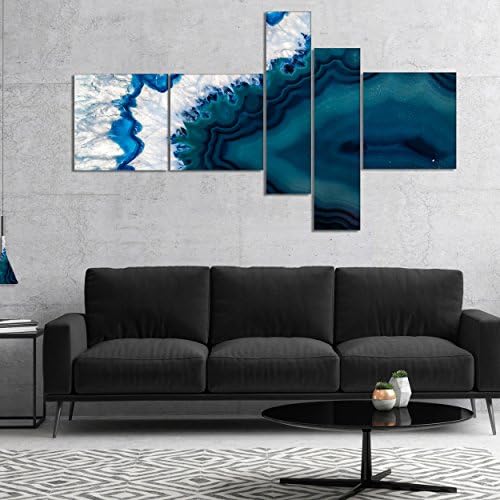 Designart PT14377-414 "Blue Brazilian Geode" Abstract Canvas Wall Art Print, Oversized, Abstract Shape, 5-Panels