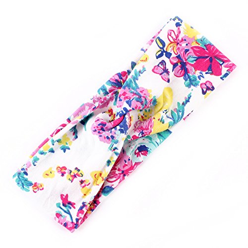 Adecco LLC 6 Pack Women Headband Elastic Turban Floal Style Criss Cross Head Wrap Hair Band (Floral) - Thumbnail 4