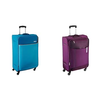 American Tourister Polyester 80 cms Turquoise Softsided Check-in Luggage + Portugal Polyester 79 cms Plum Soft Sided Suitcase (AMT JAMAICA SP 80CM TURQ + AMT PORTUGAL SP 79CM PLUM)