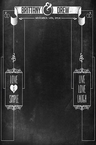 Custom Wedding Printed Photography Background Platinum Cloth C023 Backdrop 5'x6' Ft (60"x72") Engagement Party, Bridal Shower Photo Booth Made USA