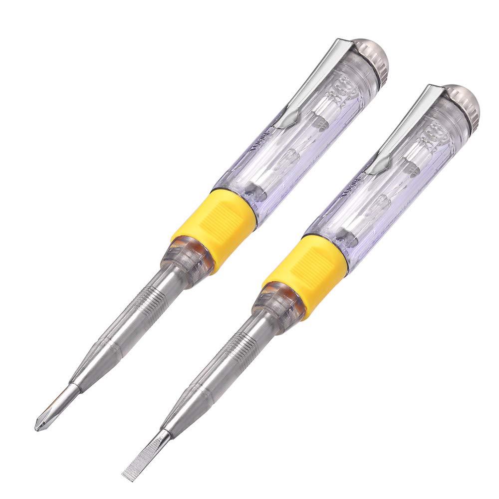 Eightwood Pen Electric Tester Voltage Detector Mains Screwdriver 2pcs Dual-purpose Screwdriver 100-500V Electrical Pen Tester 220v Voltage Slotted Electrify tool