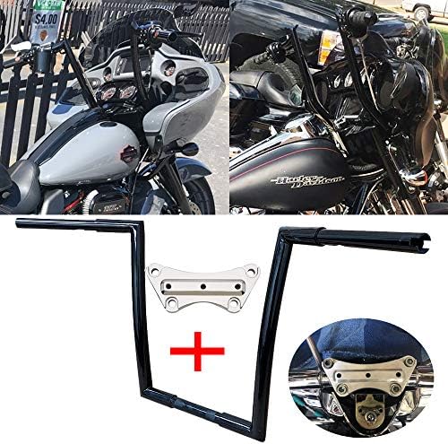 TTX-LIGHTING 1 1/4" Diameter 16" Rise APE Hangers Black Handlebars Bars W/Universal 1" Top Clamp for Harley 1983-2014 Touring Road King Street Glide Road Glide Electra FLHR FLHX FLTR FLHT