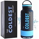 The Coldest Water Bottle 32 oz Wide Mouth Insulated Stainless Steel Hydro Thermos - Cold up to 36 Hrs / Hot 13 Hrs Double Walled Flask with Strong Cap