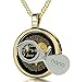 I Love You Necklace 24k Gold Inscribed in 120 Languages Including Braille and Sign Language in Miniature Text onto a Round Black Onyx Gemstone Pendant, 18