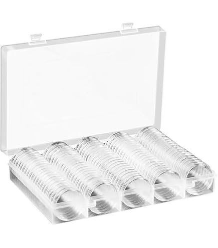 Cajas transparentes para monedas, 100 unidades, 1 oz, 40 mm, cápsulas Cajas transparentes para monedas, 100 unidades, 1 oz, 40 mm, cápsulas