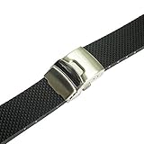 Bonetto Cinturini 22mm Black Rubber Mens Watch Strap Model 300D