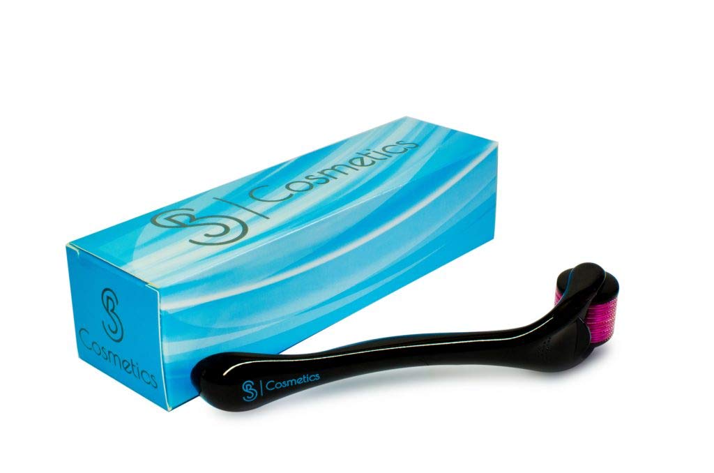 Derma Roller Cosmetic Needling Kit - For Face, Hair Growth, Body and Beard - 540 Titanium .25mm Microneedle Roller, Includes Free Storage Case: Beauty