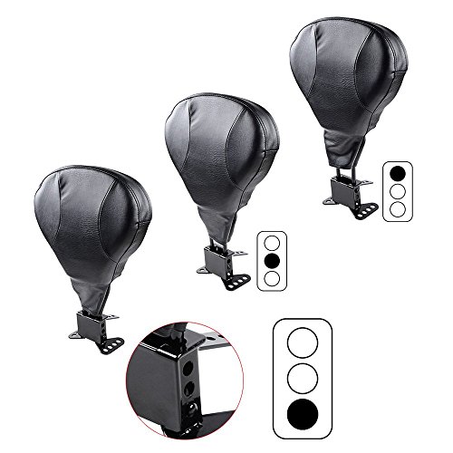 Black Quick Release Adjustable Driver Rider Backrest Back Rest Kit-PU Leather, Metal Stand for 2009-later Harley Touring