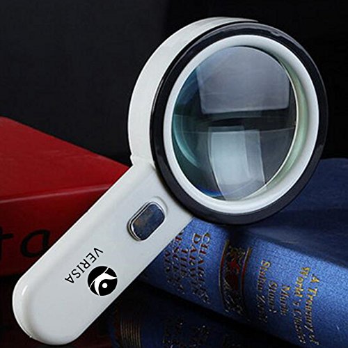 VERISA Magnifying Glass with 12 LED Light 4X Handheld Illuminated Magnifier Reading Magnifying Glass Lens Jewelry Loupe for Books, Newspapers, Maps, Coins, Hobbies & Crafts