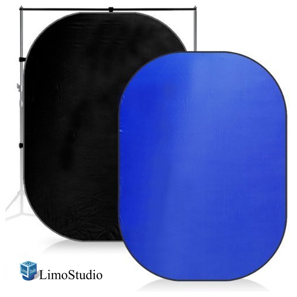 LimoStudio 7 x 5 Foot. Chromakey Blue and Black, Collapsible Pop Out / Foldable Muslin Background Panel Disc, Light Reflector with Carry Bag, Photo Soft Lighting Effect, Photo Studio, AGG1936