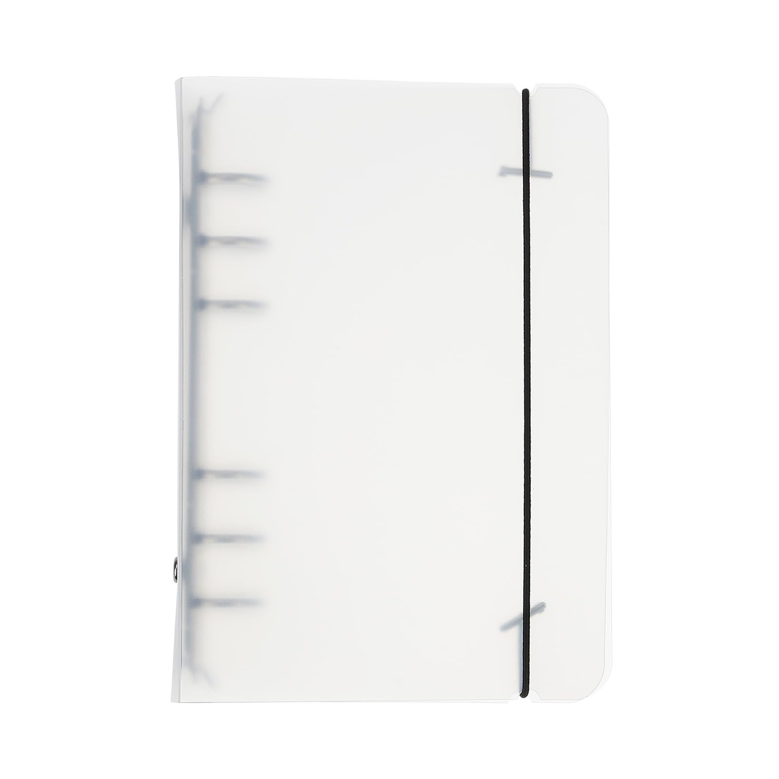 PATIKIL A6 Binder Cover, 1 Pcs PP 6 Ring Round Ring Binder Cover with Black Fixing Belt Metal Lock Loose Leaf Binder Protector Refillable Notebook for Meeting Folder, Matte White