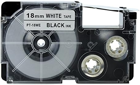 P PUTY 2PCS PT-18WE Compatible Label Tape Cassette XR-18WE 18mm 3/4" Black on White Cartridge Tape for Casio EZ Label Printer KL-120 KL-430 KL-750