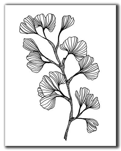 Amazon Com Minimalist Black White Ginkgo Leaf Wall Decor 11x14 Unframed Print Botanical Leaves Wall Art Abstract Scandinavian Minimal Art Handmade