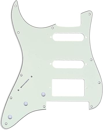 Musiclily Pro 11穴 SSH USA/メキシコ 左利きのストラトキャスターギター フロイドローズブリッジカット用ピックガード、3プライミントグリーン