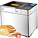 KBS Pro Stainless Steel Bread Machine, 2LB 17-in-1 Programmable XL Bread Maker with Fruit Nut Dispenser, Nonstick Ceramic Pan& Digital Touch Panel, 3 Loaf Sizes 3 Crust Colors, Reserve& Keep Warm Set primary