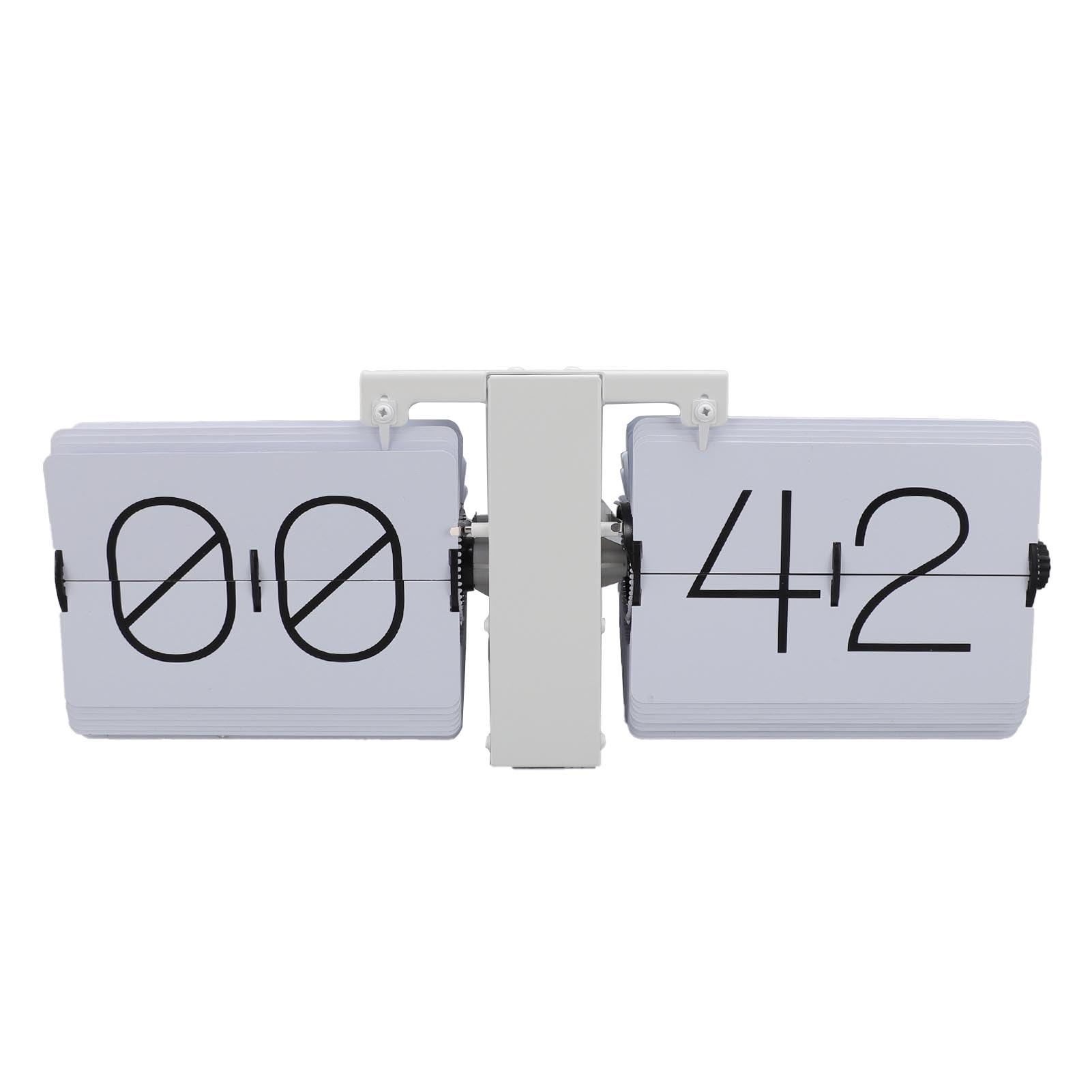 Big Flip Clock, Retro Mechanical Flip Clock 24Hour Tabletop or Wall Mount Adjustment Automatic Flip Clock for Bedroom Living Room (White PT Font)