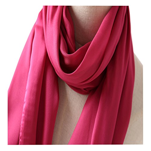 Bellonesc Silk Scarf 100% silk Long Lightweight Sunscreen Shawls for Women (rose red) - Thumbnail 2