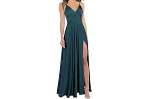 RYANTH Women's Satin Bridesmaid Dresses for Wedding Dress Formal Long A Line Prom Party Gowns with Pockets RYZ054