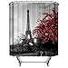 Uphome 72 X 78 Inch Waterproof Grey Paris Eiffel Tower Custom Bathroom Shower Curtain - Cityscape Red Flower Polyester Fabric Bathroom Curtain Ideas