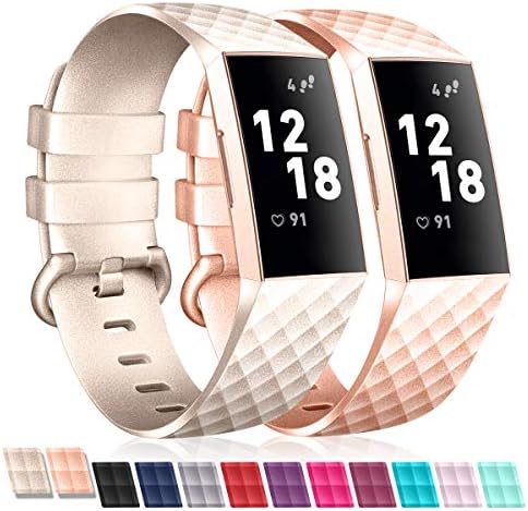 Jiamus Bands Compatible for Fitbit Charge 3,Classic & Special Edition Replacement Fitness Sport Wristband Compatible for Charge 3 and Charge 3 SE, Large Small