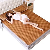 LIYONG Rattan Cooling Summer Sleeping Mat Rattan,Double-Sided Bamboo Foldable Mattress and Pillow Shams Set (Size : 0.9m)