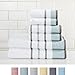 Decorative Bath Towel Set - Luxury Cotton 6 Piece Towel Set - 2 Bath Towels, 2 Hand Towels, 2 Washcloths - Luxurious, Ultra-Soft, Durable Towels for Bathroom Decor (Eucalyptus/Grey)