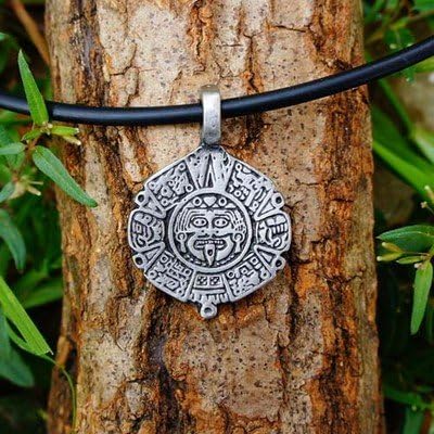 Mayan calendar Totem Maya/Aztec/Mexican/tonalpohualli Seal Brass/Pewter Pendant NON SHINY UNPOLISHED