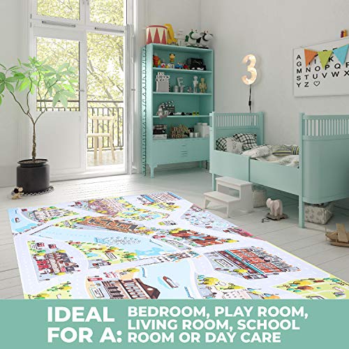 Kids Play Mats for Toddlers. Educational, Road & Car Rug with map of