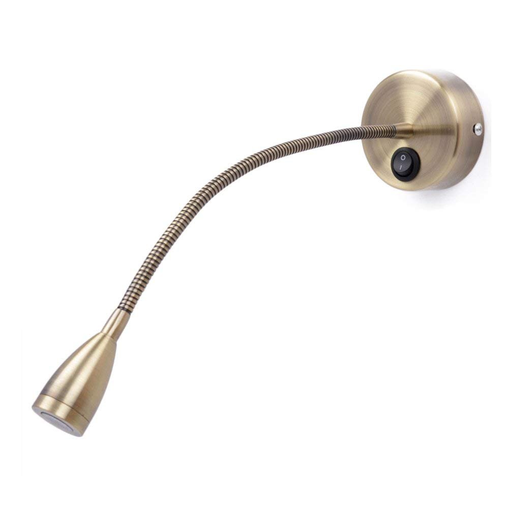 Meanyee Flexible Wall Reading Lights/Bedside Lamp with Switch, 1 * 3 Watt LED, Bronze MY-B031