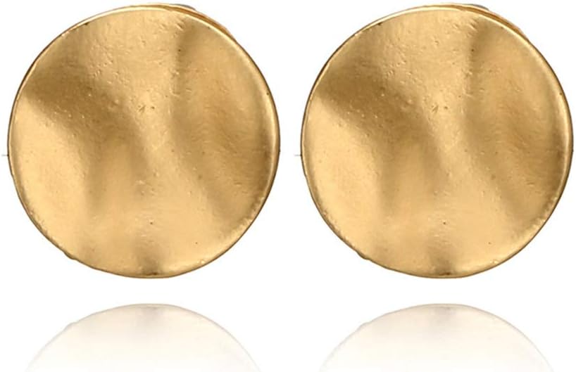 LittleB Vintage Coin Earrings Gold Earrings Studs Geometric Circular Studs Earring Minimal Earring Jewelry for Women and Girls. (Gold)