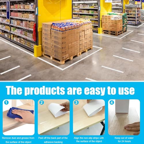 Dederwern Transparent Anti Slip Tape, 2 Pcs Clear Non Skid Safety Tape, Grip Tape for Stairs, Steps, Floors, Ramps