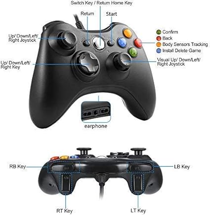 Jamswall Manette Xbox 360 Manette Pc Joystick Pour Xbox 360 Et Windows 7 8 10 Connection Usb Amazon Fr High Tech