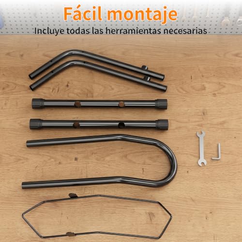gaobaidu Soporte de Suelo para Bicicletas, Soporte de Bici Ajustable, Portabicicletas Ahorrador de Espacio para MTB y Bici de Carretera, Diámetro de Rueda Máx 76 cm, Uso Interior y Exterior (Negro)