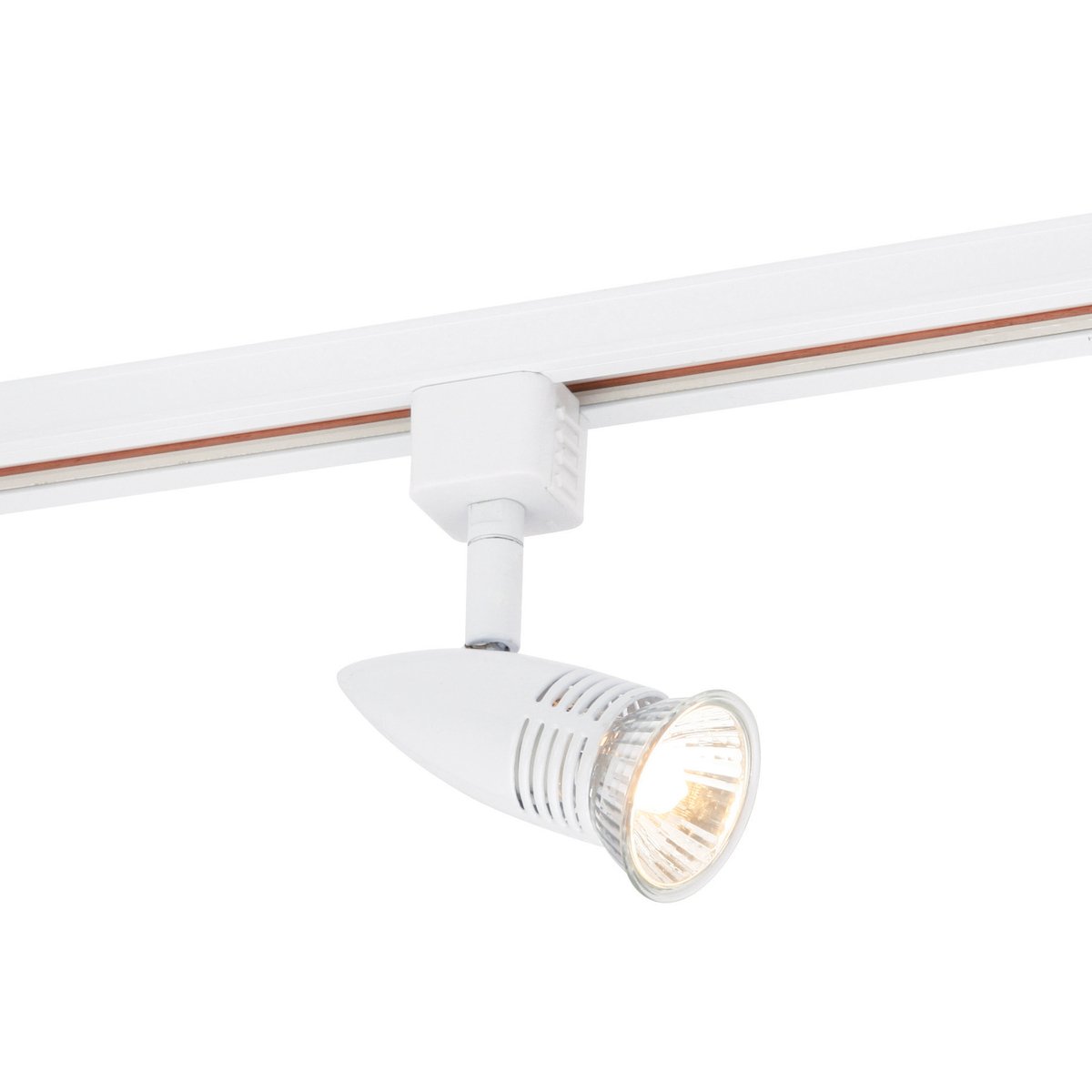 Conor Multi Directional Gloss White Finish Mains Track GU10 LED Compatible Adjustable Spotlight Track Head Lighting