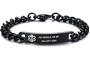 XUANPAI Personalized Emergency Medical Alert Bracelets for Women Men Customizable Stainless Steel Medical ID Bracelets Free Engrave Medical Alert Bracelet for Adult