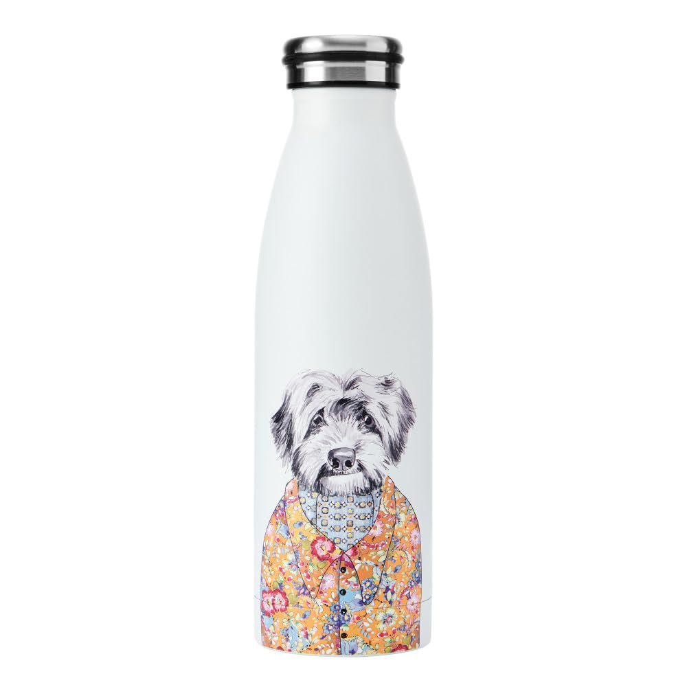 MIKASA Tipperleyhill Double-Walled Stainless Steel Bottle, 500ml Vacuum-Insulated Drinks Bottle Keeps Drinks Cold and Hot, BPA-Free Stainless Steel Hydration Bottle with Cockapoo Print