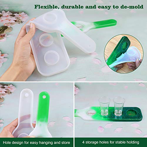 Shot Glass Tray Mold for Resin, Silicone Paddle Resin Molds for Resin