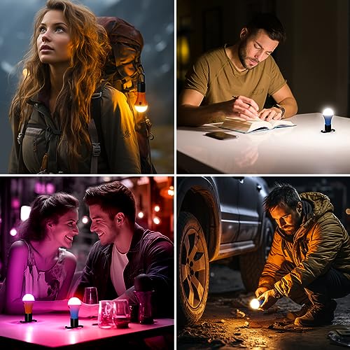 Lepro Rechargeable Camping Lamp, Tent Lamp, Bulb Emergency Light with 7 Light Modes, Pack of 2 for Adventure, Fishing, Garage, Emergency, Power Outage