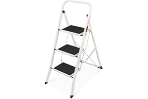 3 Step Ladder, SPIEEK Folding Step Stool with Wide Anti-Slip Pedal, 330lbs Capacity Portable Lightweight Ladders for Home Kit