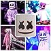 DJ LED Helmet - Halloween Light up Full Head Mask for Kids and Adults - Music Festival Party Merch Headgear Cosplay Costume Red