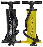 Isokinetics Inc. Brand Exercise Ball Air Pump – Yellow – Heavy Duty – Pumps on Up and Down Strokes – Multiple Nozzles to Work on All Inflatables, Health Care Stuffs