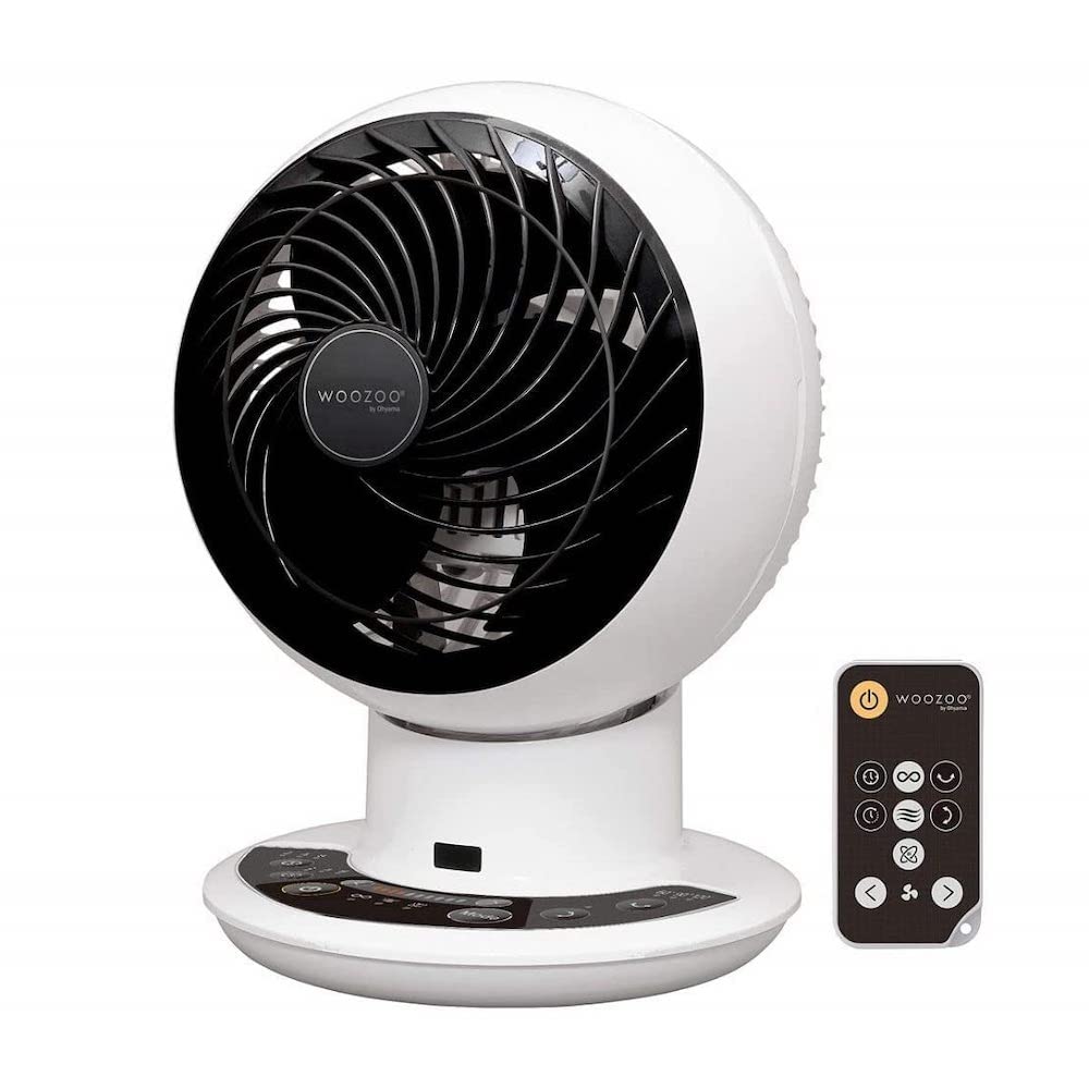 Iris Ohyama Woozoo Table Fan, 43㎡, Desk, White, 10 Speeds, DC Motor, Remote Control, Multidirection Oscillation, 8 Hr Timer, Sleep Mode, Silent, Quiet, Air Circulator, Cooling, Powerful, PCF-SDC15T