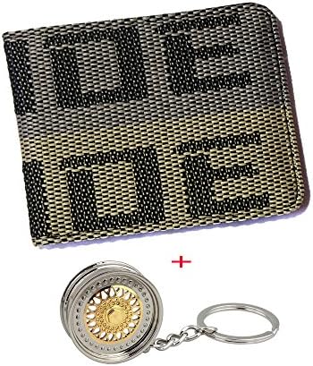 JDM Bride Racing Wallet Multifunction Leather Money Clip Card Package-Heydreamer (Gray and Beige with Key Chain)