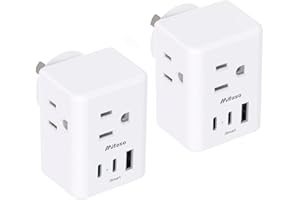 MIFASO 2 Pack Australia Plug Adapter, US to New Zealand Travel Plug, Type I Power Plug Adapter 3 Outlets 3 USB Ports, AU Argentina Travel Essentials